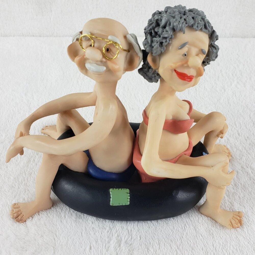 EFY Resin Figurine Senior Couple Summer Beach Fun Inner Tube 1373/3000